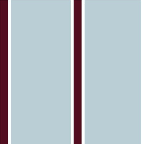 2. Studio shot of Maya Stripes Wallpaper showing wide blue and cherry stripes on a clean background, highlighting the elegant and timeless design