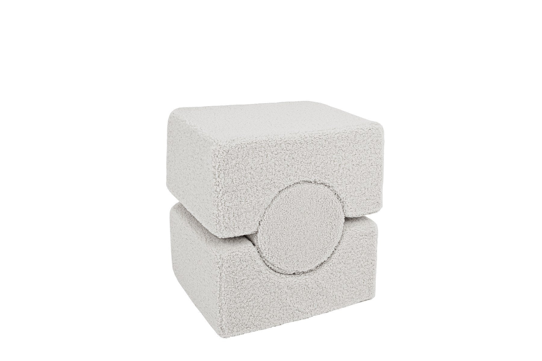 2. Two ecru blocks stacked with a circular element in the middle, highlighting the modular design of the MeowBaby Bearly Shape Set