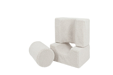1. Ecru MeowBaby Bearly Shape Set with three elements on white background, showcasing soft velvet texture and versatile shapes for children's play