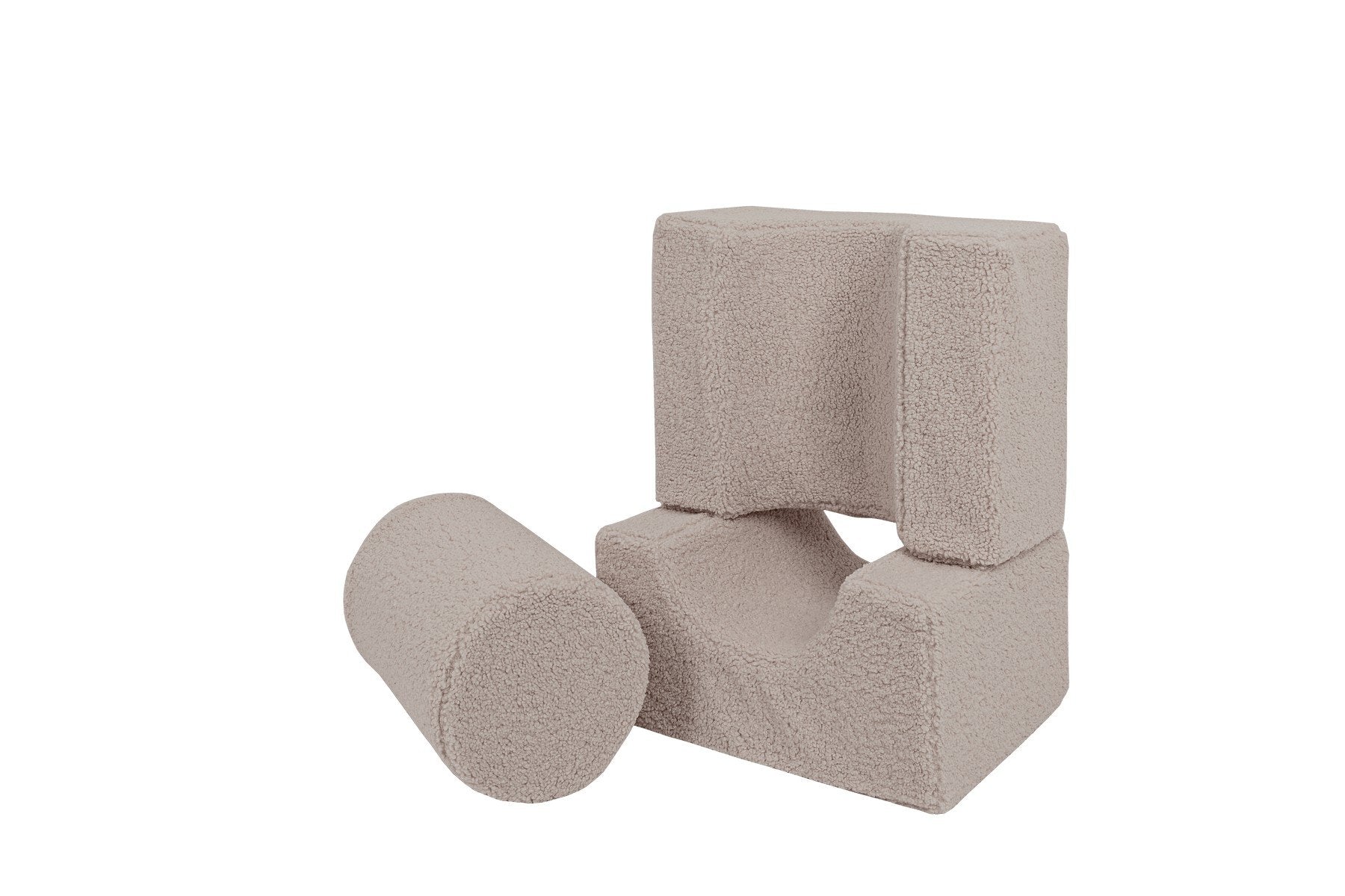 2. Gray MeowBaby Bearly Shape Set with elements stacked vertically, showcasing soft velvet material and versatile design