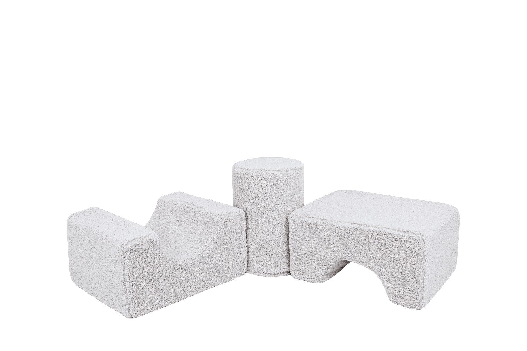 3. Three white elements of MeowBaby Bearly Shape Set arranged side by side, emphasizing versatility