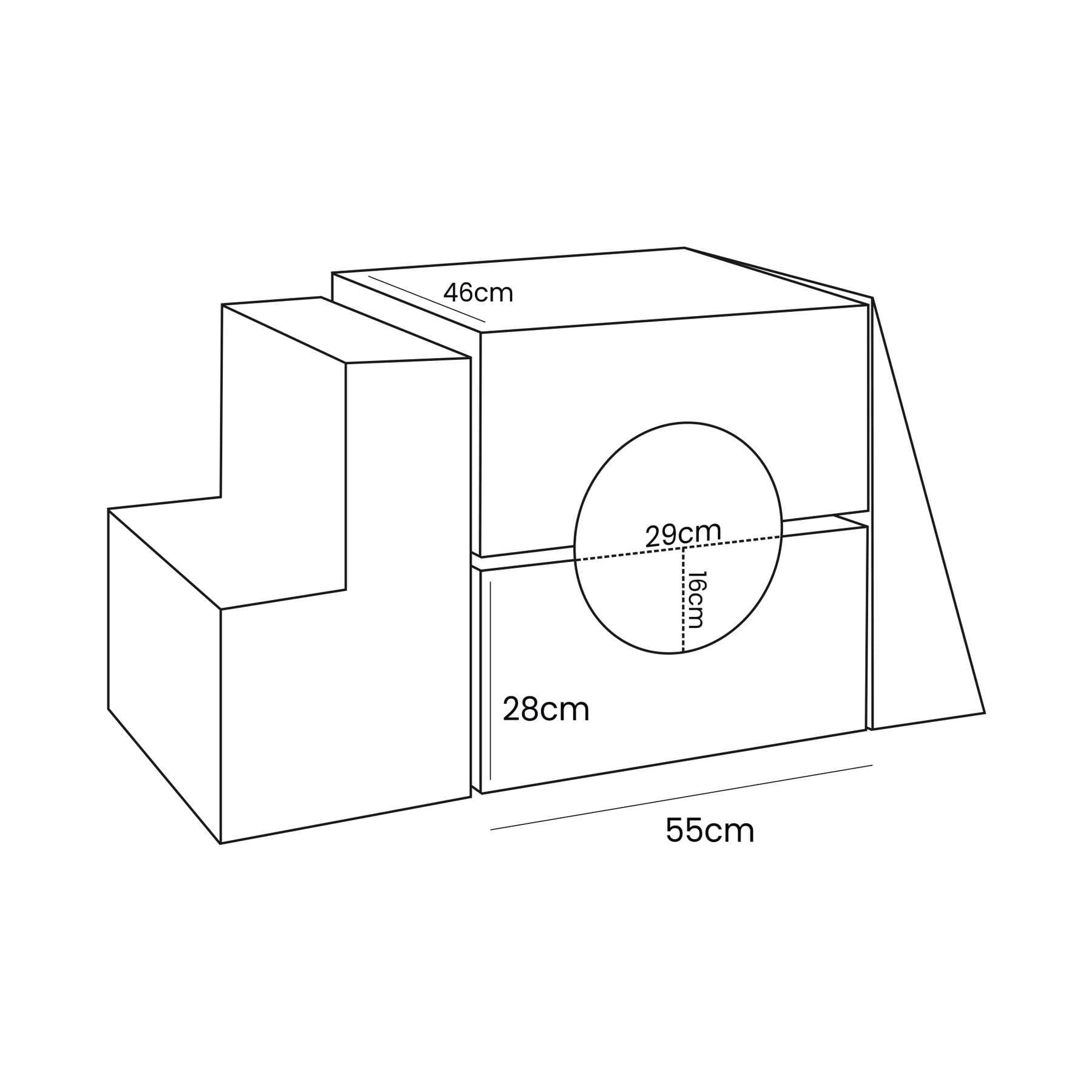 3. Size chart for MeowBaby Bearly Shape Set showing dimensions in centimeters