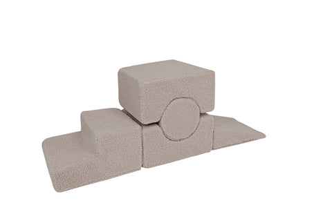 3. Gray MeowBaby Bearly Shape Set with 5 elements arranged in a linear formation on a white background