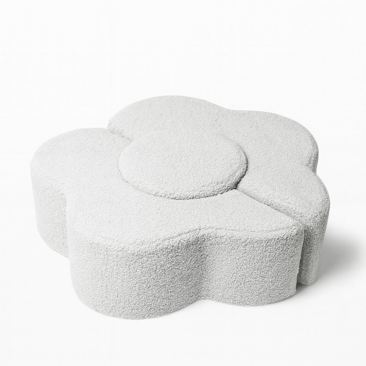 2. MeowBaby foam flower shape set in bearly off white, flower module with circular center on a white background