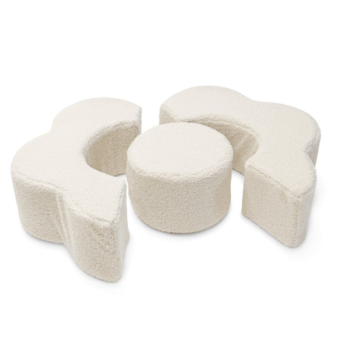 3. MeowBaby foam set with cylindrical and curved pieces in bearly cream arranged together