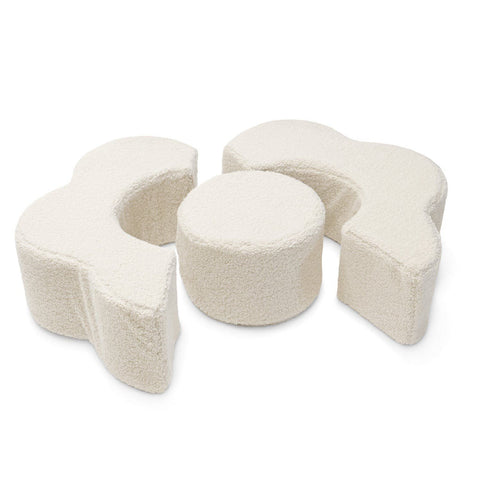 3. MeowBaby foam set with cylindrical and curved pieces in bearly cream arranged together