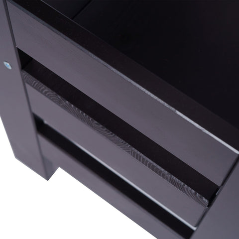 3. Close-up of black wooden steps on MeowBaby kitchen helper for children