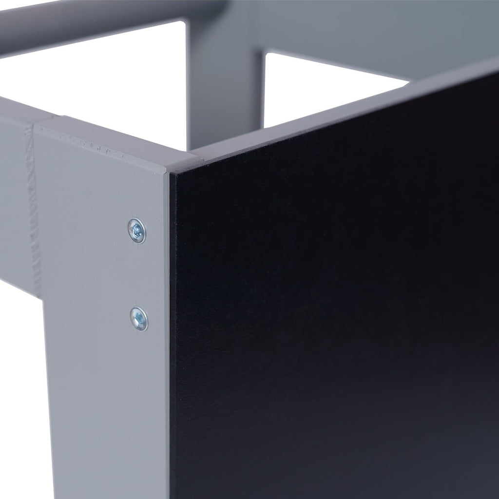 3. Close-up of black board and screws on dark grey MeowBaby kitchen helper