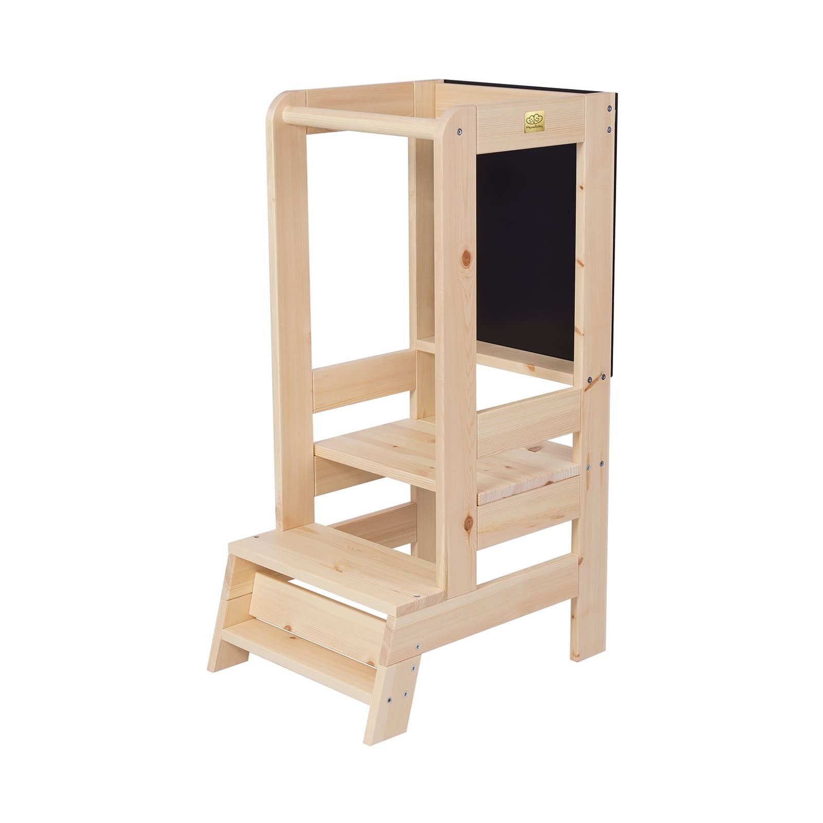 9. Wooden kitchen helper in natural finish with blackboard shown from side