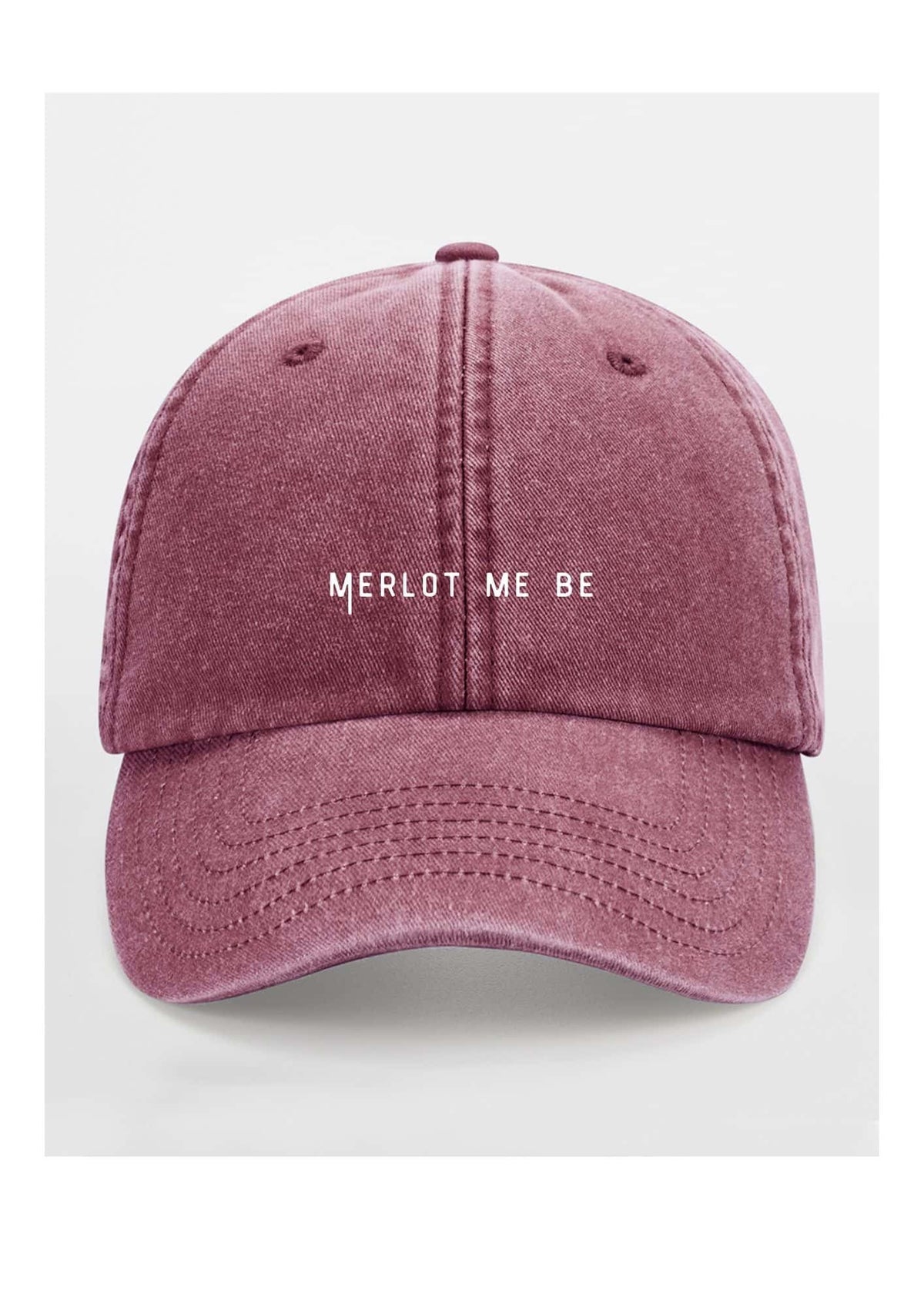 4. Burgundy Merlot Me Be cap by Black Giraffe Brand with white text on front, studio background