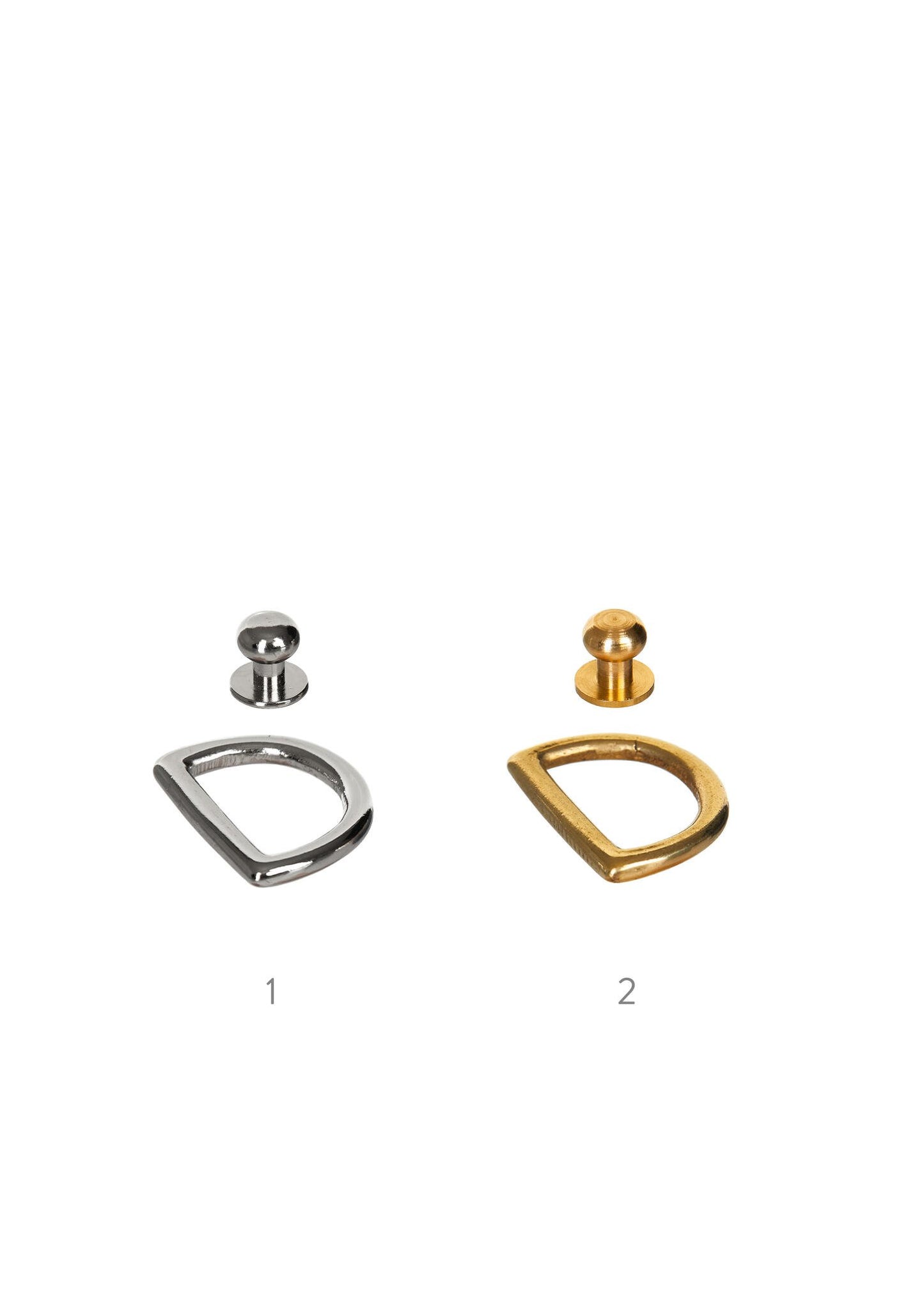 9. Metal hardware options for Stella Soomlais bags, featuring silver and gold D-rings