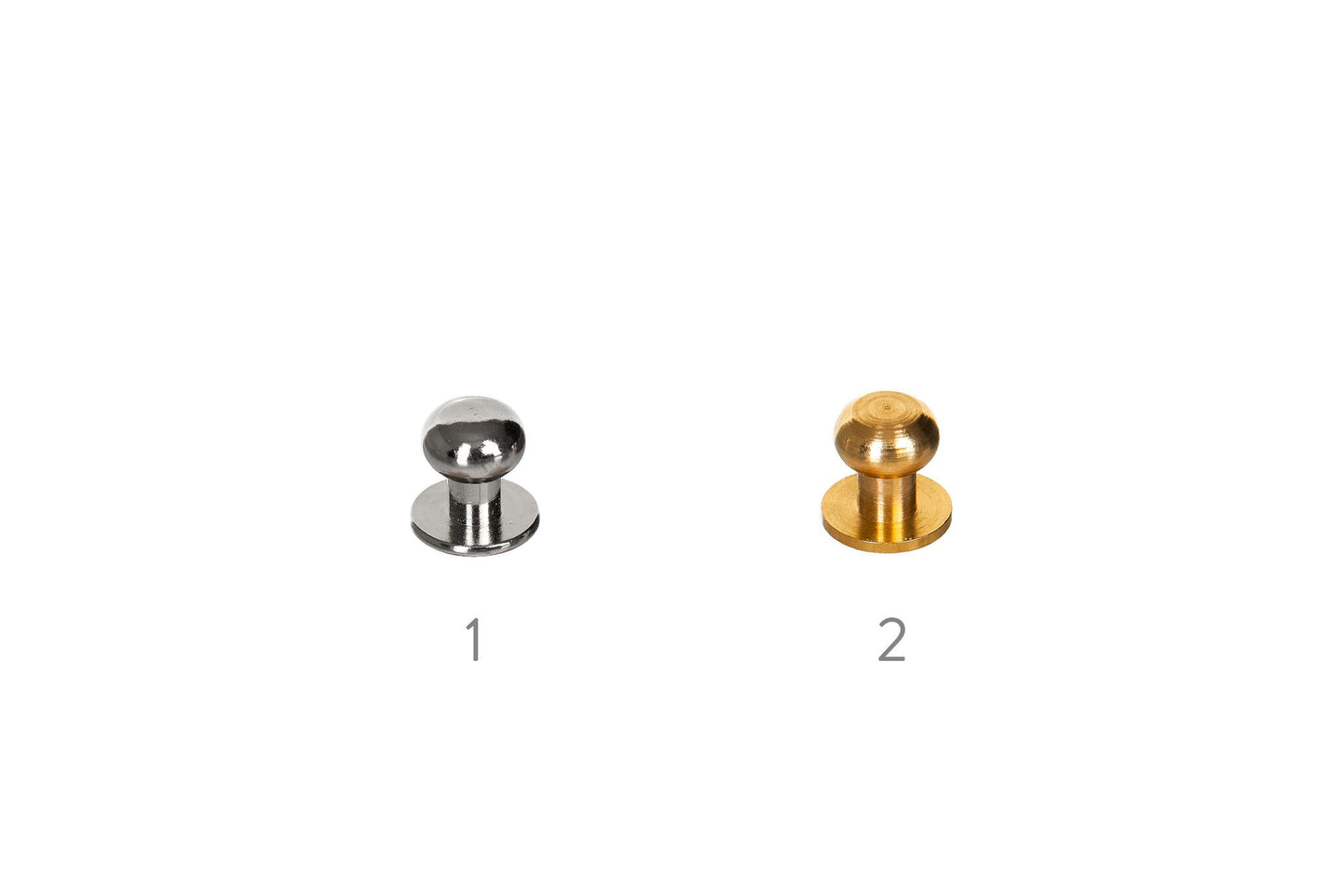 4. Flat lay of metal hardware options for Stella Soomlais handbags, silver and gold