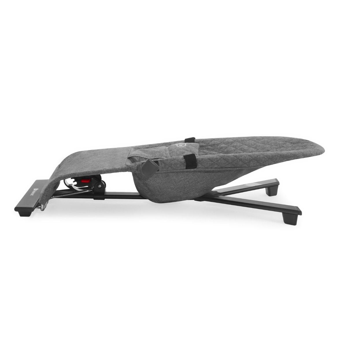4. Grey Kinderkraft MIMI bouncer in fully reclined position, side view in studio setting