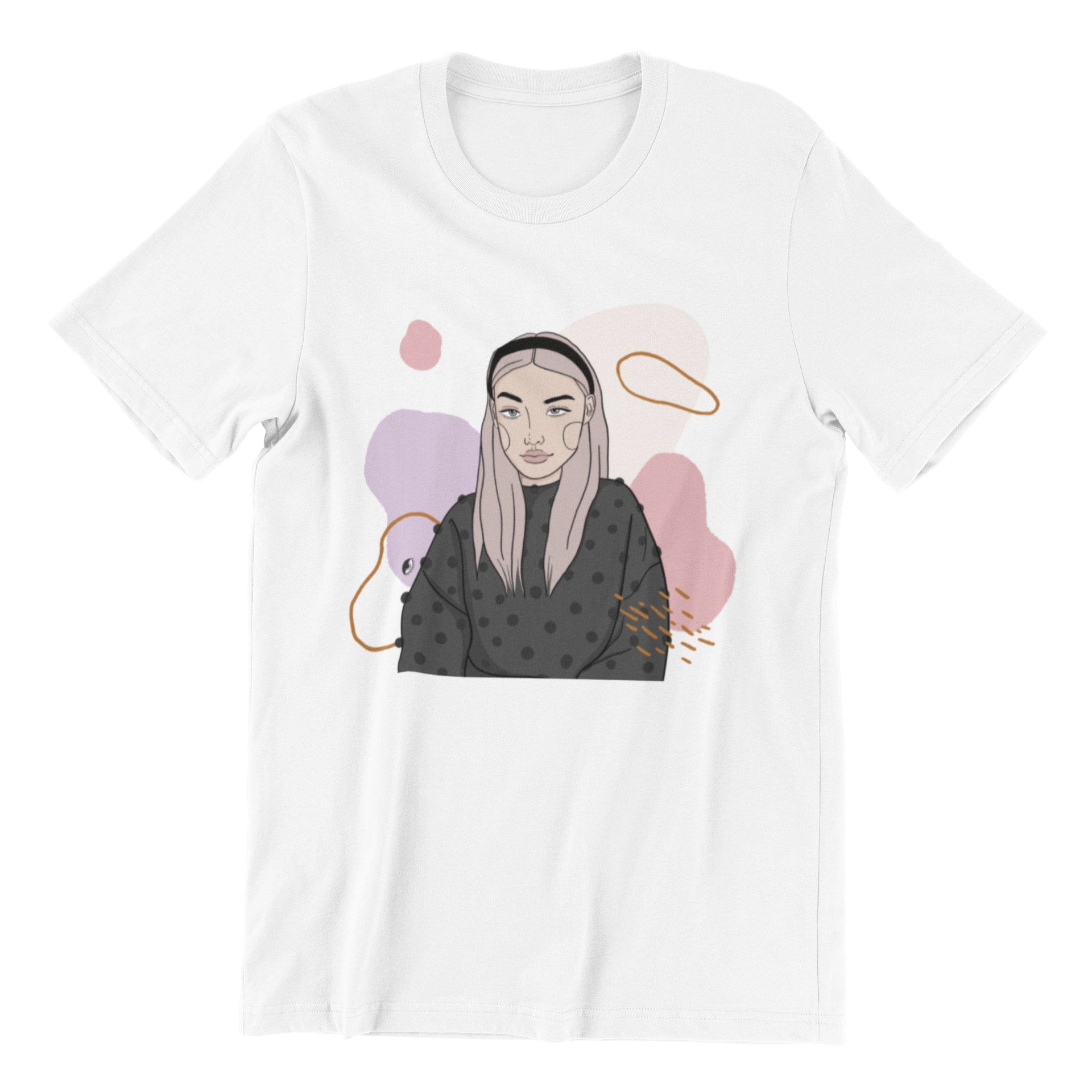 3. Unisex white organic cotton t-shirt featuring illustration by Getter Tiivits, studio shot