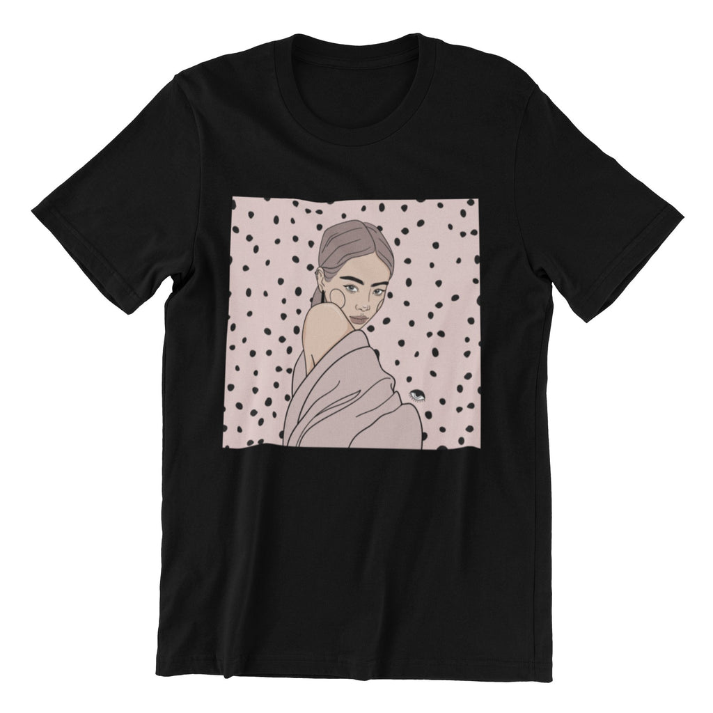2. Unisex organic cotton t-shirt in black with illustration by Getter Tiivits, oversized fit