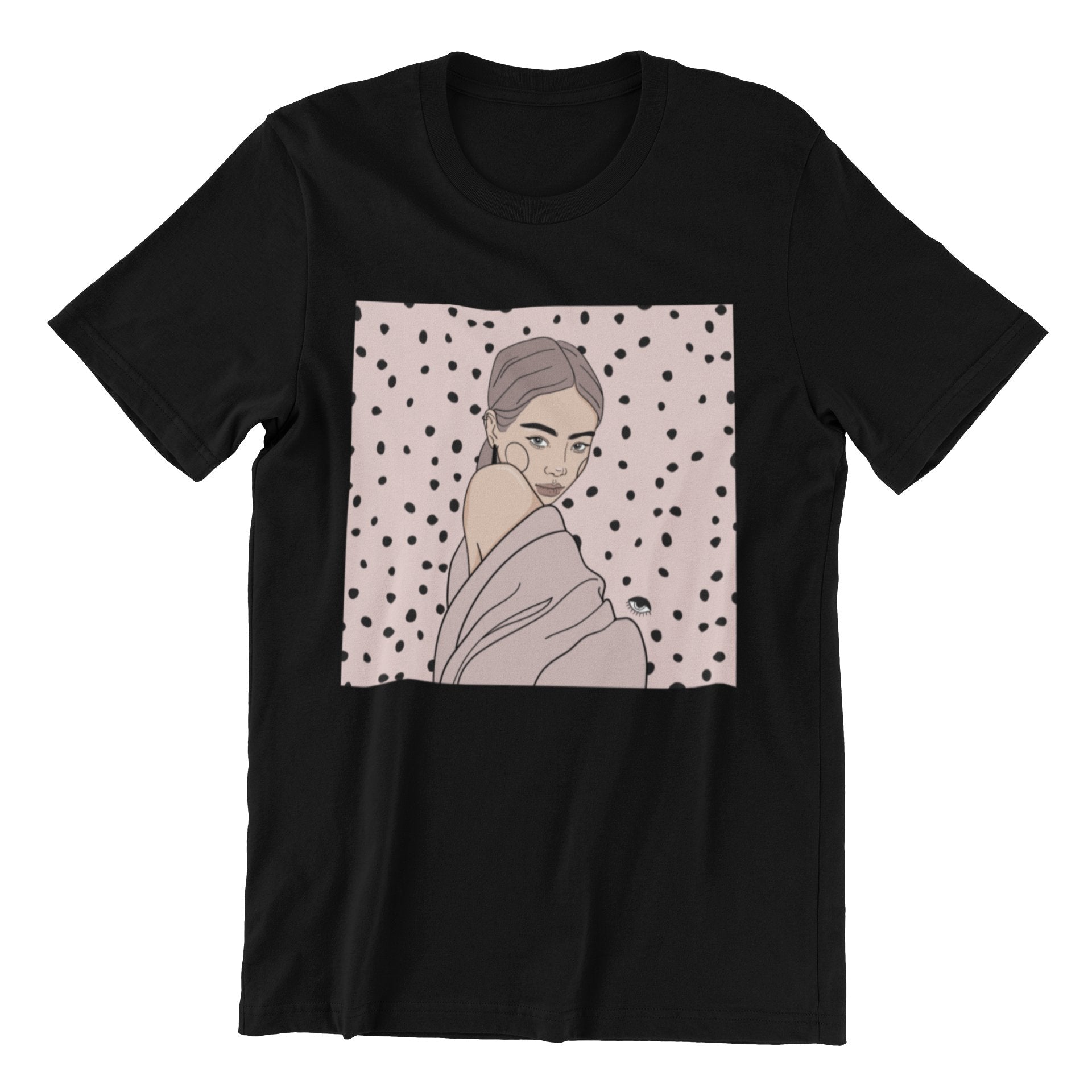 2. Unisex organic cotton t-shirt in black with illustration by Getter Tiivits, oversized fit