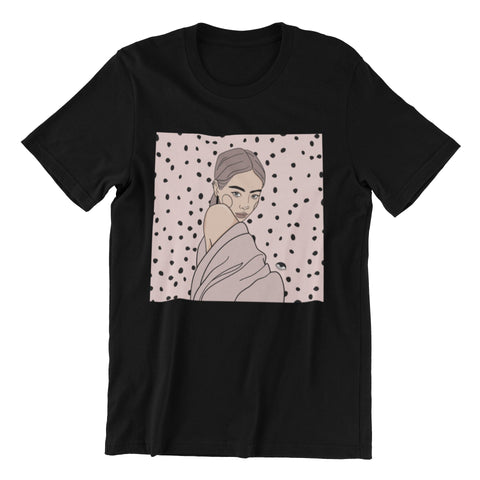 2. Unisex organic cotton t-shirt in black with illustration by Getter Tiivits, oversized fit
