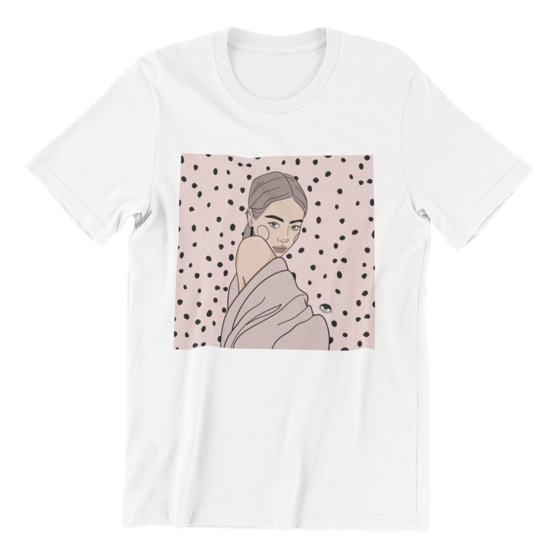 1. Unisex organic cotton t-shirt in white with illustration by Getter Tiivits, oversized fit