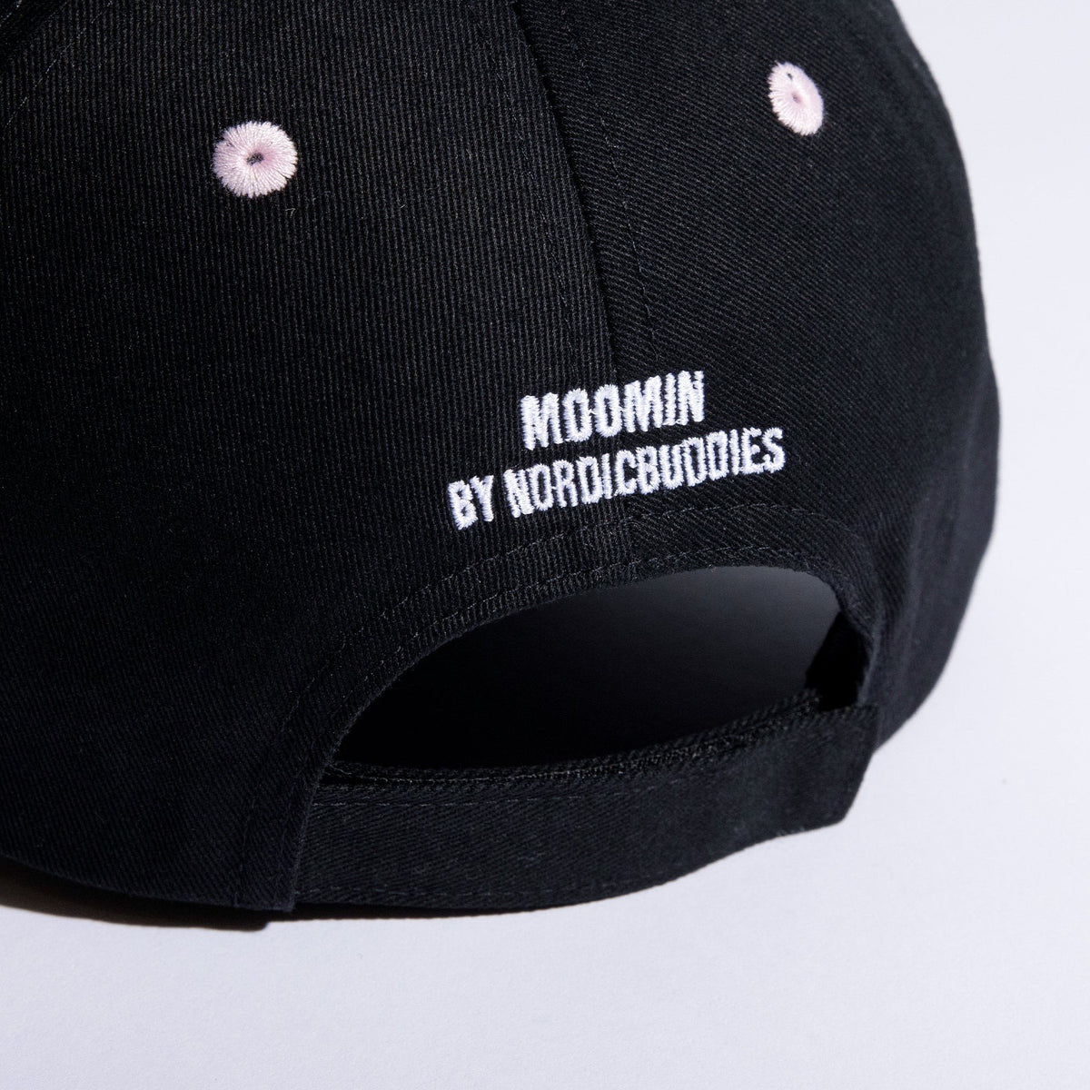 3. Back view of Moomin Love kids' cap with Moomin by NordicBuddies branding and adjustable strap