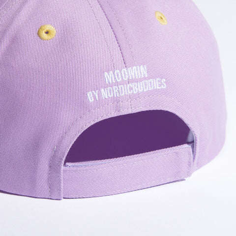 2. Back view of Moomin Snorkmaiden kids flat cap showing adjustable strap and Moomin by NordicBuddies branding