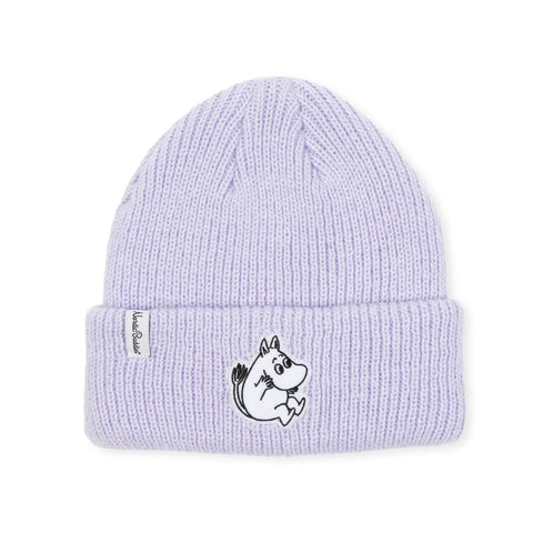 2. Lavender Moomintroll beanie with felt patch and NordicBuddies label on white background