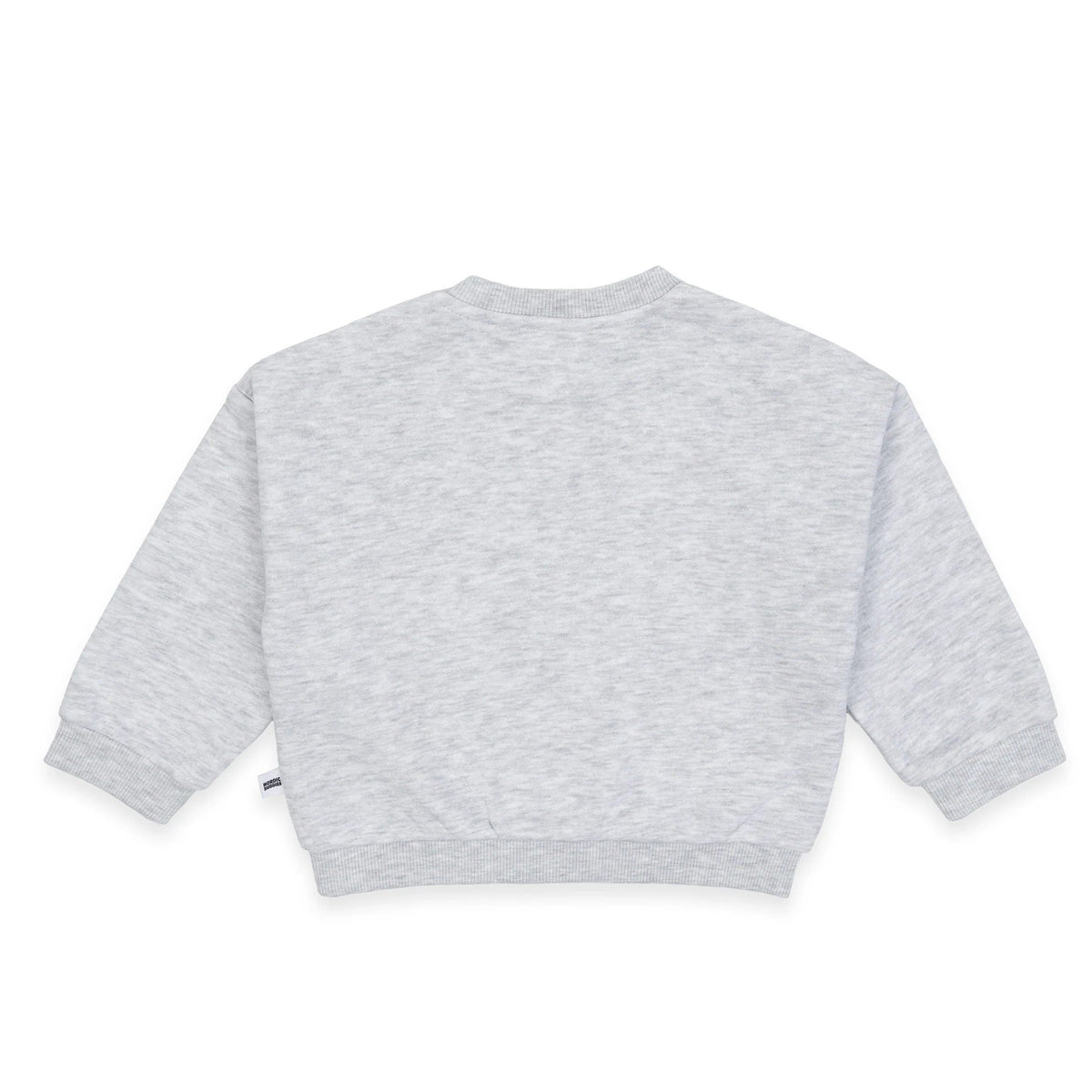 3. Back view of grey Moomintroll kids college shirt, shown on white background