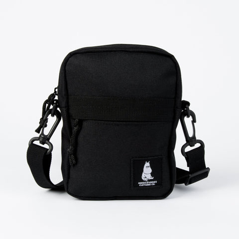 2. Black Moomin by NordicBuddies cross body bag with front pocket and Moomin logo on white background