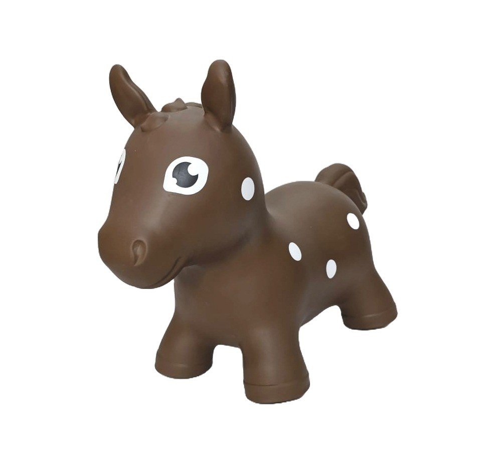 2. Brown horse hopper toy with white spots on clean white background