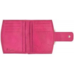 8. Open view of Papillon women's pink leather wallet, displaying card slots and interior compartments