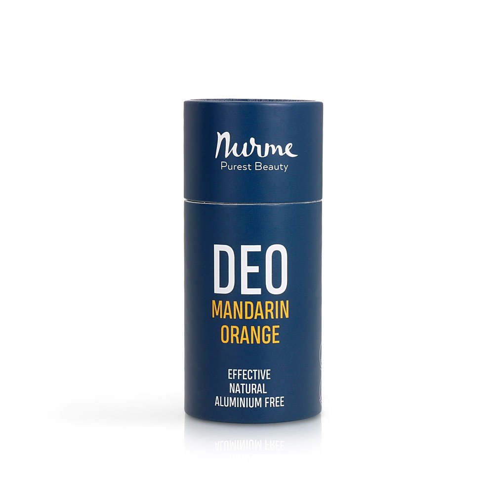 2. Nurme natural deodorant in blue eco-friendly packaging with mandarin and orange text on white background
