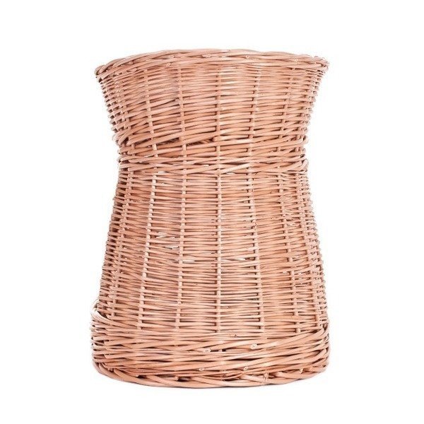 4. Side view of natural wicker cat house highlighting curved design