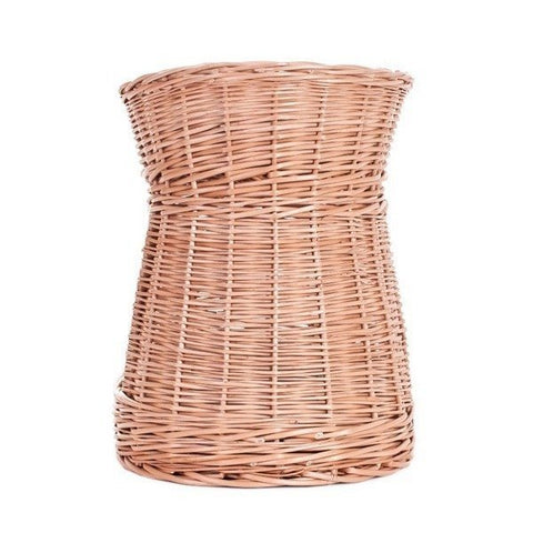 4. Side view of natural wicker cat house highlighting curved design