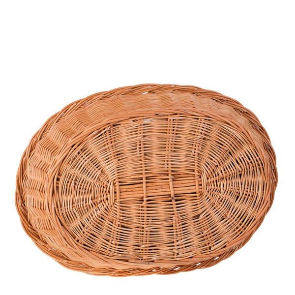 5. Top view of empty natural wicker dog bed, highlighting intricate weaving