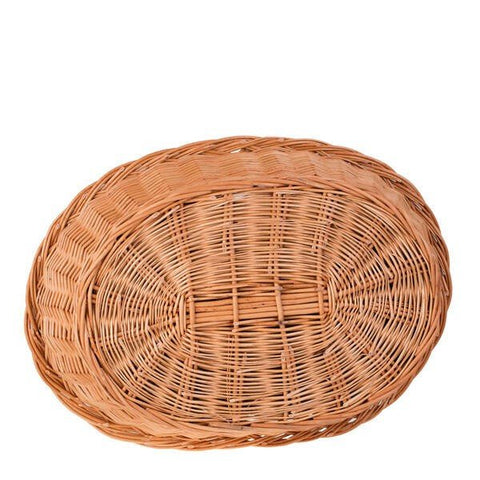 5. Top view of empty natural wicker dog bed, highlighting intricate weaving