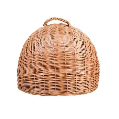 5. Back view of wicker pet carrier showing smooth woven design and sturdy handle