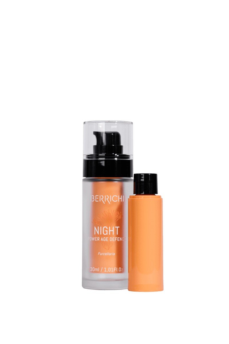 1. Berrichi Night Cream NIGHT refill bottle, 30ml, shown in studio setting