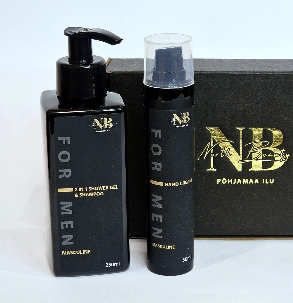 2. North Beauty men's Aloe Vera gift set with 2-in-1 shower gel and hand cream, displayed with branded packaging