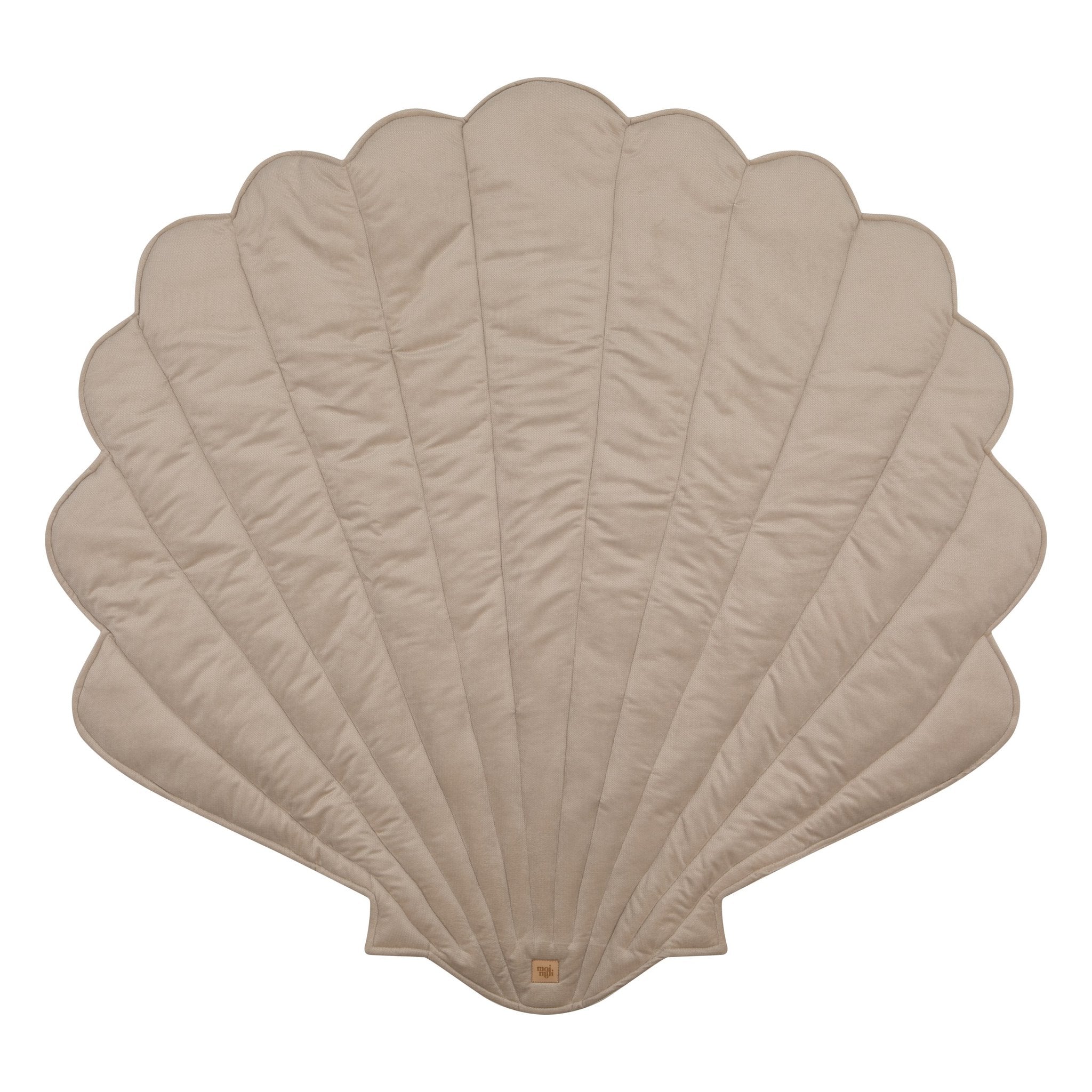 2. Studio shot of beige ginkgo leaf-shaped playmat on white background