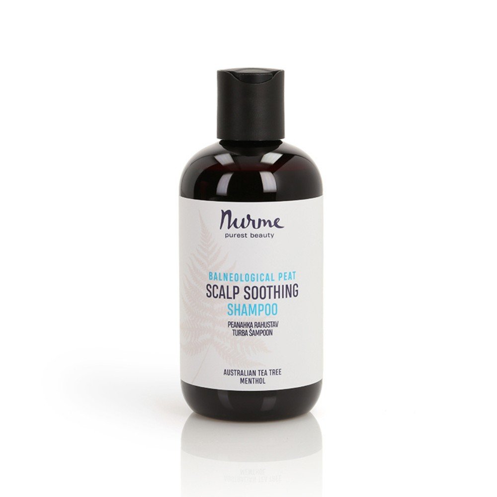 2. Nurme Palneological Peat Scalp Soothing Shampoo 250ml bottle with black cap on white background