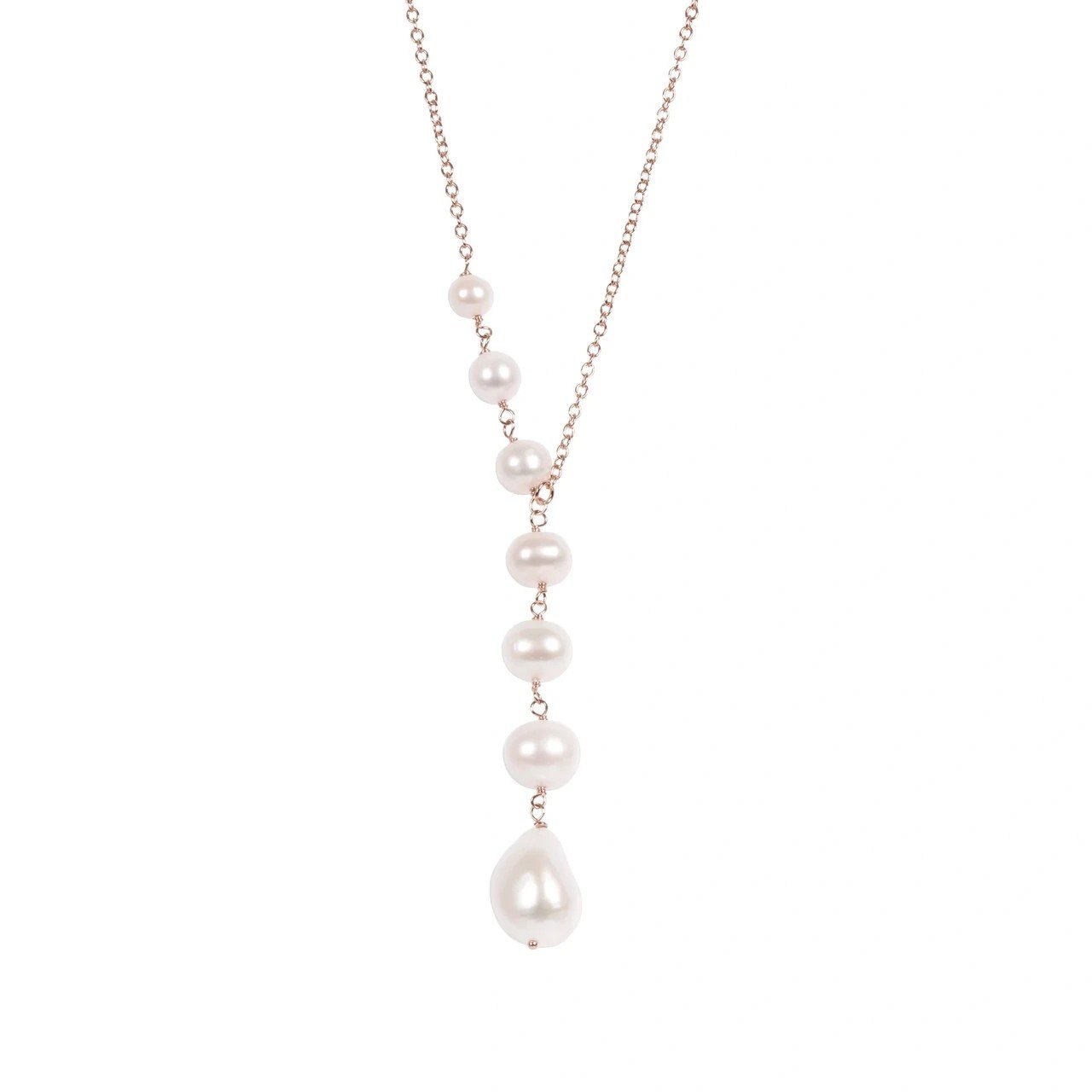 3. MyaMoon Pearl Dreamer Necklace in rose gold plating with elegant pearl design, studio shot