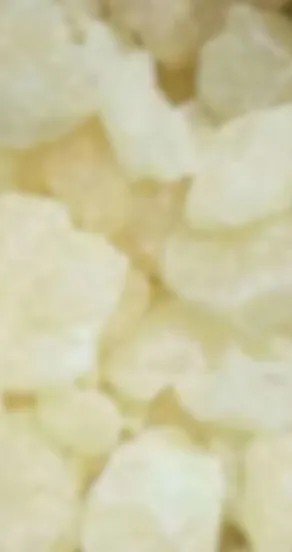 6. Close-up of white olibanum resin, highlighting a fragrance note