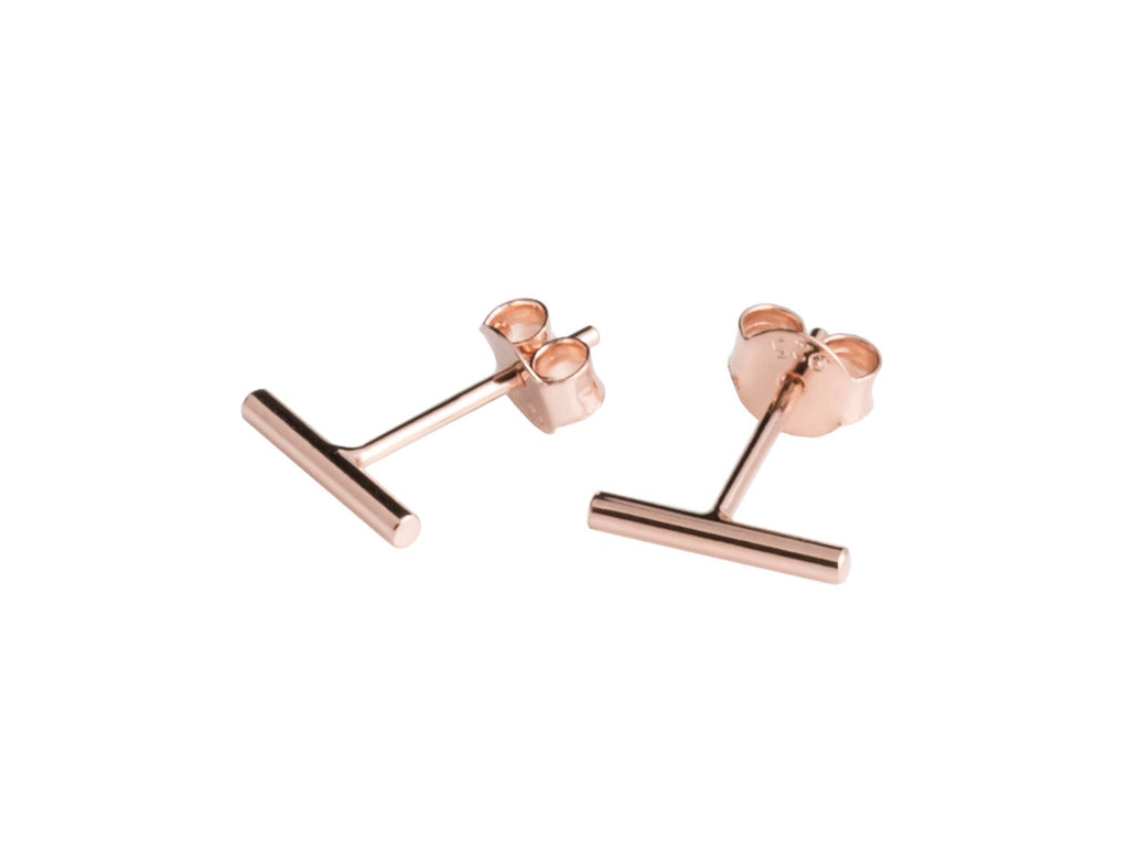 2. MyaMoon Dash Earrings in rose gold plating, elegant minimalist style in 925 silver, studio shot