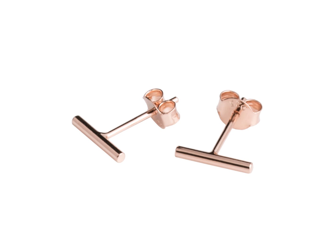 2. MyaMoon Dash Earrings in rose gold plating, elegant minimalist style in 925 silver, studio shot