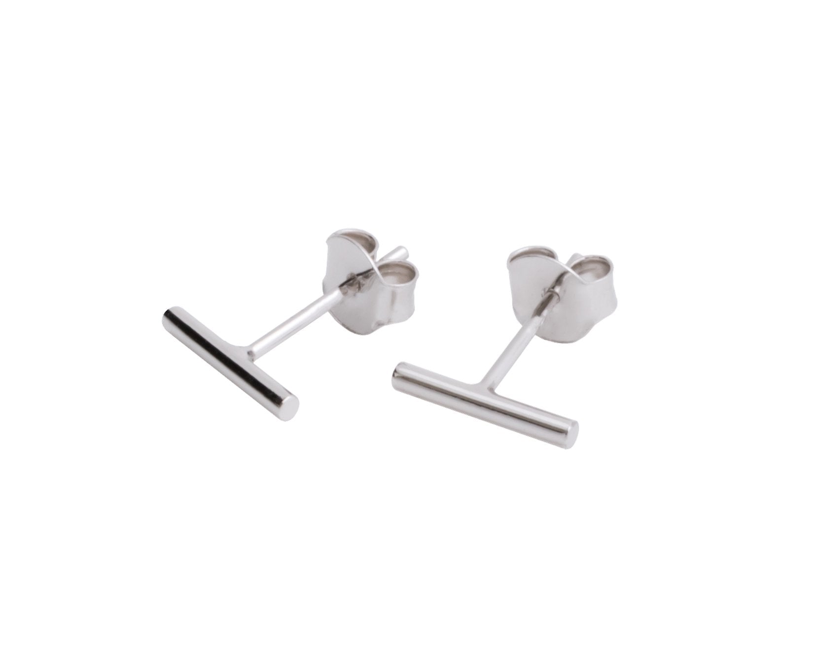 3. MyaMoon Dash Earrings in silver plating, sleek minimalist design in 925 silver, studio shot