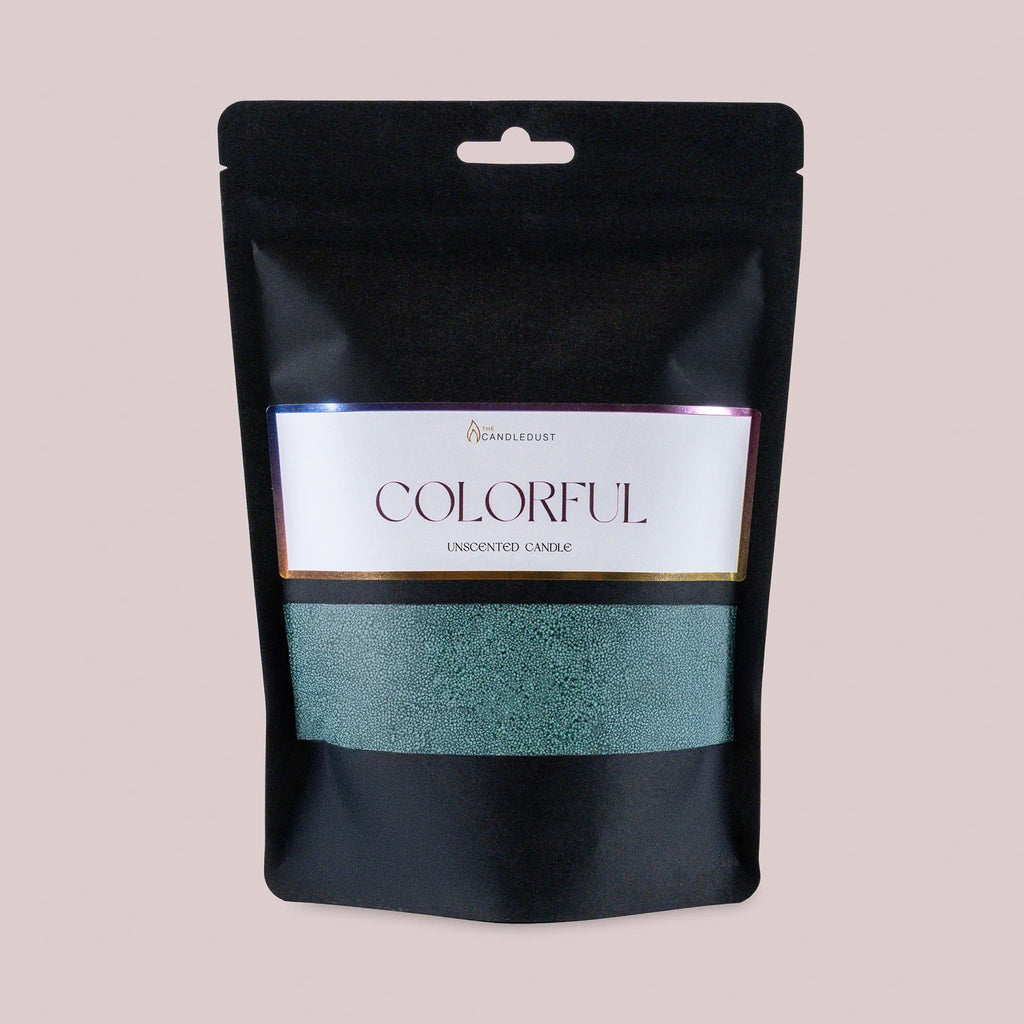 2. Candledust powdered candle refill kit in unscented emerald, 330g, in black packaging with colorful label on light background