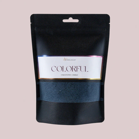 1. Candledust powdered candle refill kit in unscented space grey packaging with colorful label on light background