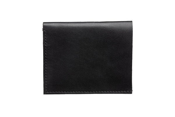 4. Black leather wallet shown closed on white background