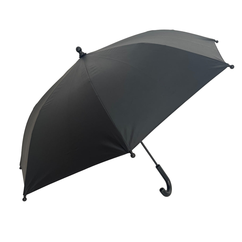 2. Black children's umbrella with curved handle, shown closed against a white background