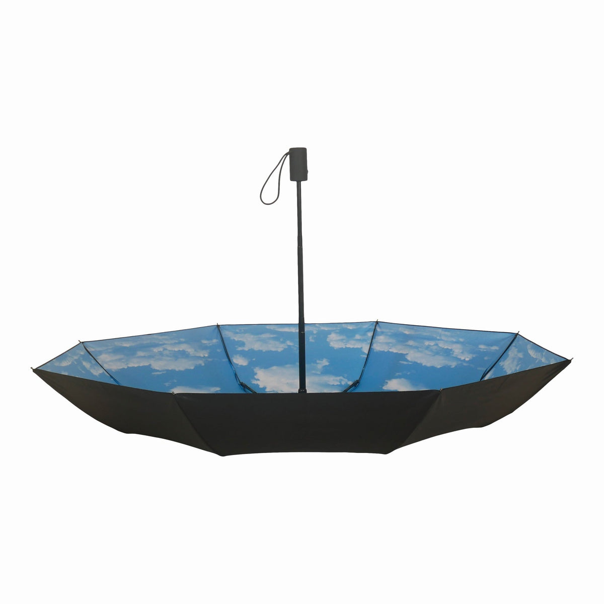 3. Side view of Sky Lake umbrella with blue cloud interior, partially open