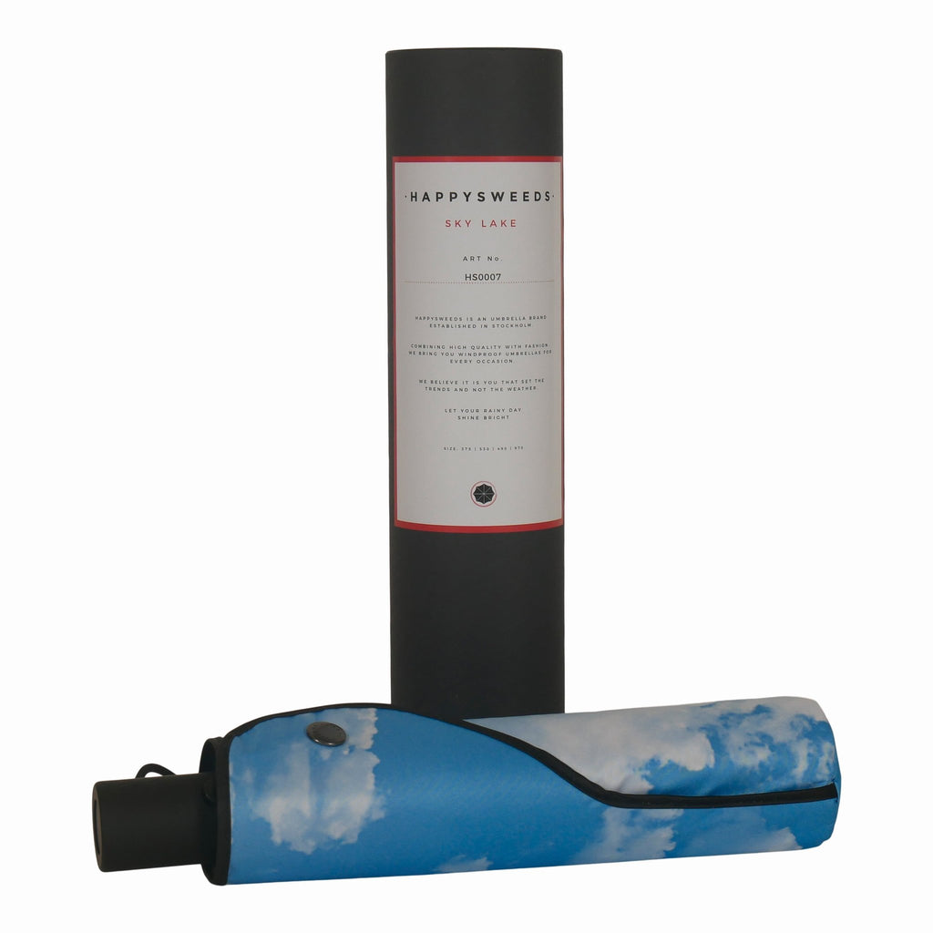 9. Sky Lake umbrella in blue cloud print case with branded packaging